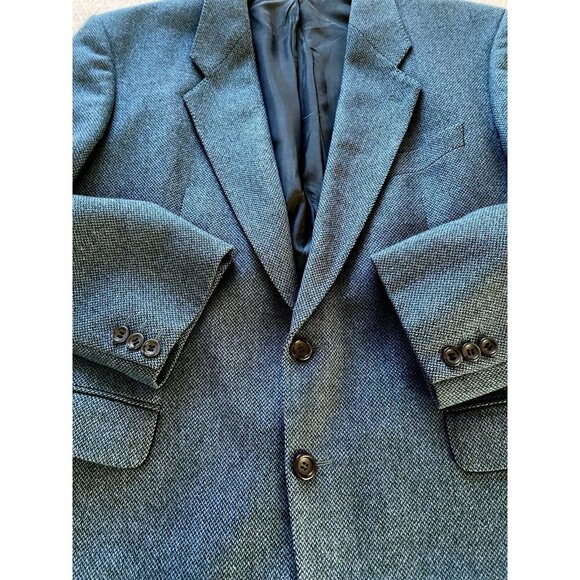 Baumler Mens Lambswool Herringbone Blazer Sport Coat Teal Blue Sz L Austria Made - Picture 2 of 15